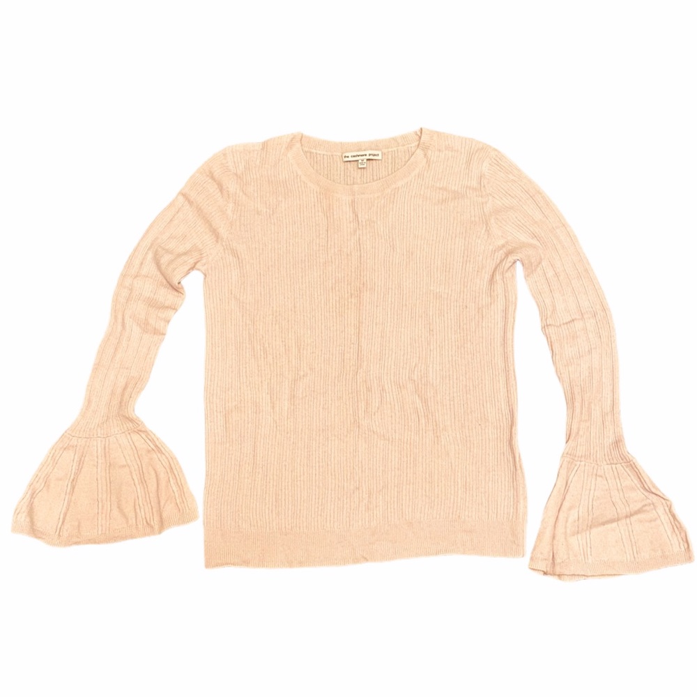 The Cashmere Project Pale Pink Ruffle Cuff Sweater